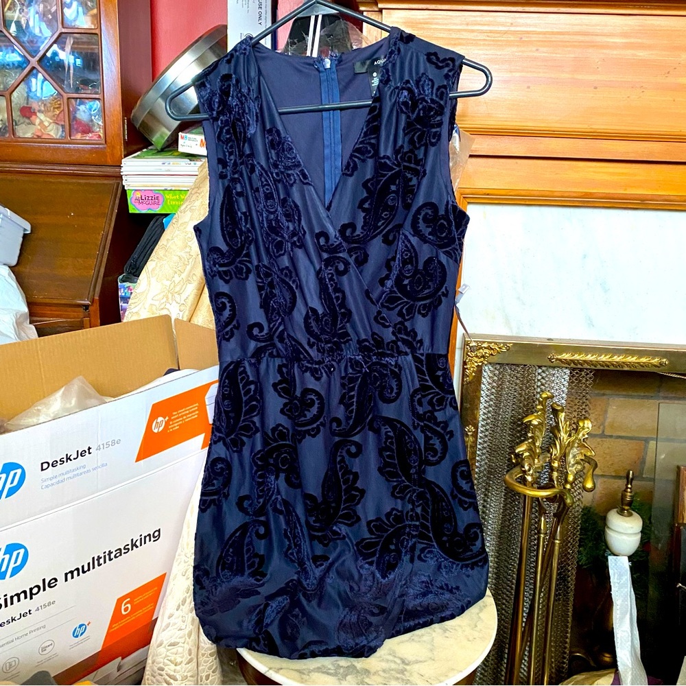 Aqua velvet design mini dress sz M